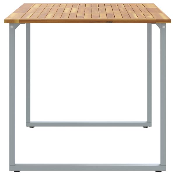Grote foto vidaxl tuintafel 140x80x75 cm staal en massief acaciahout grijs tuin en terras tuinmeubelen