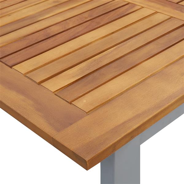 Grote foto vidaxl tuintafel 140x80x75 cm staal en massief acaciahout grijs tuin en terras tuinmeubelen