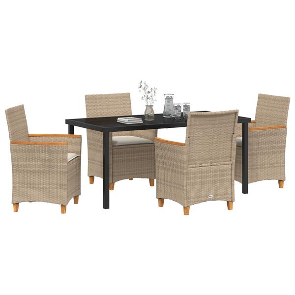 Grote foto vidaxl 5 delige tuinset met kussens beige poly rattan tuin en terras tuinmeubelen
