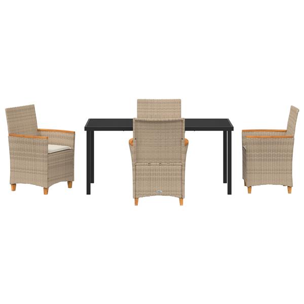 Grote foto vidaxl 5 delige tuinset met kussens beige poly rattan tuin en terras tuinmeubelen