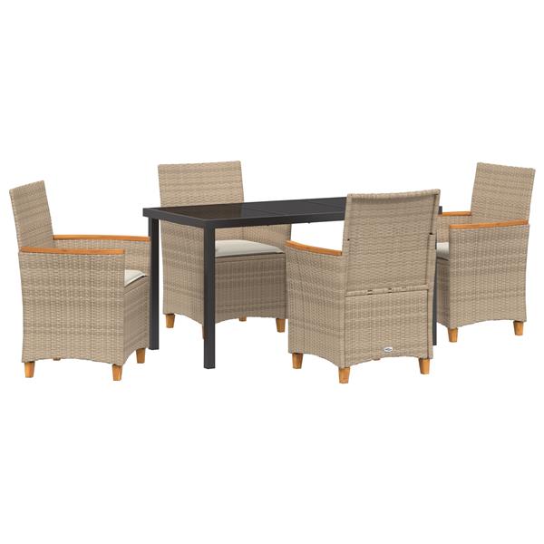 Grote foto vidaxl 5 delige tuinset met kussens beige poly rattan tuin en terras tuinmeubelen