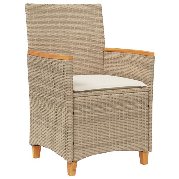 Grote foto vidaxl 5 delige tuin eetset met kussens beige poly rattan tuin en terras tuinmeubelen