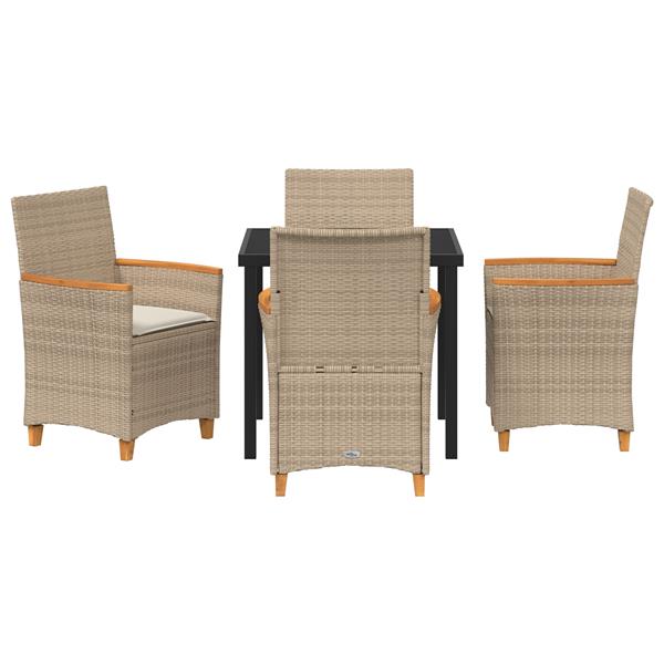 Grote foto vidaxl 5 delige tuin eetset met kussens beige poly rattan tuin en terras tuinmeubelen