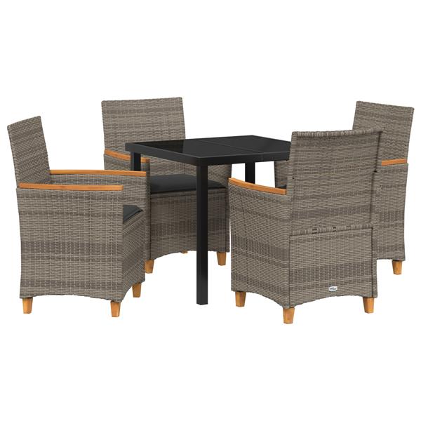 Grote foto vidaxl 5 delige tuin eettafel set met kussens grijs poly rattan tuin en terras tuinmeubelen