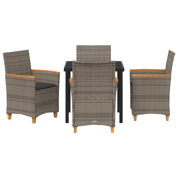 Grote foto vidaxl 5 delige tuin eettafel set met kussens grijs poly rattan tuin en terras tuinmeubelen