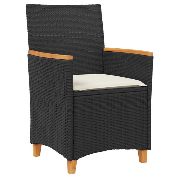 Grote foto vidaxl 3 delige tuinset met kussens zwart poly rattan tuin en terras tuinmeubelen