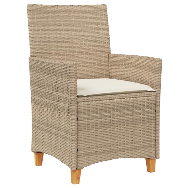 Grote foto vidaxl 5 delige tuin eetset met kussens beige poly rattan tuin en terras tuinmeubelen