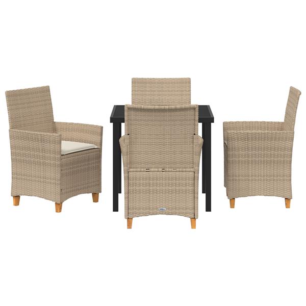 Grote foto vidaxl 5 delige tuin eetset met kussens beige poly rattan tuin en terras tuinmeubelen