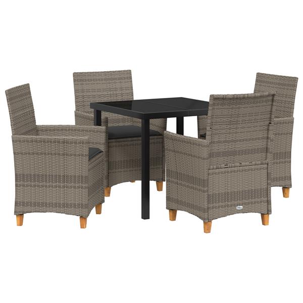 Grote foto vidaxl 5 delige tuinset met kussens grijs poly rattan tuin en terras tuinmeubelen