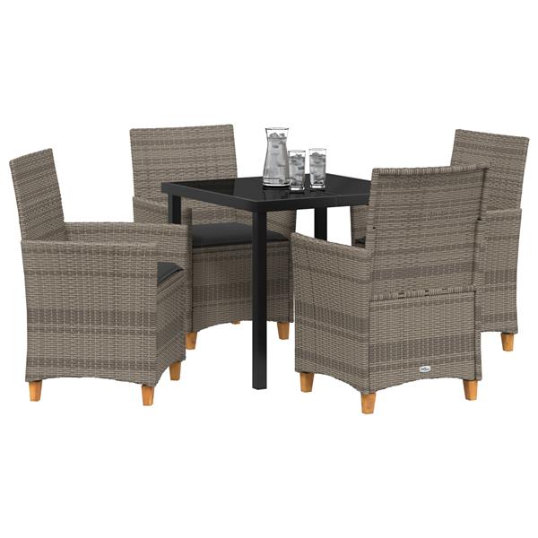 Grote foto vidaxl 5 delige tuinset met kussens grijs poly rattan tuin en terras tuinmeubelen
