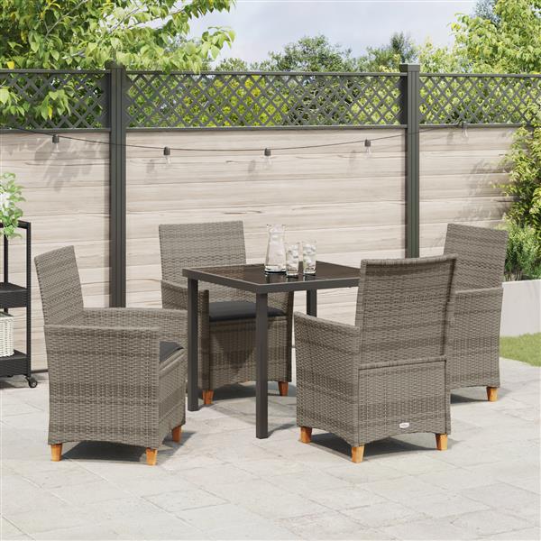 Grote foto vidaxl 5 delige tuinset met kussens grijs poly rattan tuin en terras tuinmeubelen