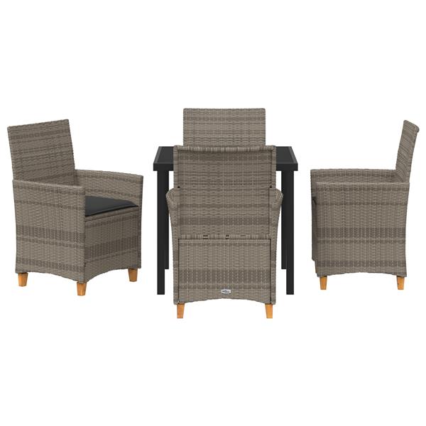 Grote foto vidaxl 5 delige tuinset met kussens grijs poly rattan tuin en terras tuinmeubelen