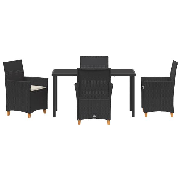 Grote foto vidaxl 5 delige tuin eet set met kussens zwart poly rattan tuin en terras tuinmeubelen