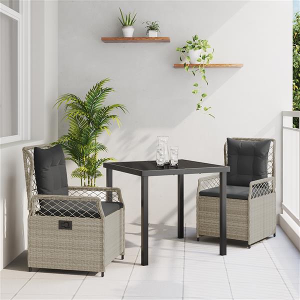 Grote foto vidaxl 3 delige tuinset lichtgrijs poly rattan tuin en terras tuinmeubelen
