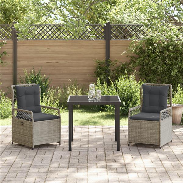 Grote foto vidaxl 3 delige tuinset lichtgrijs poly rattan tuin en terras tuinmeubelen