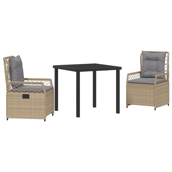 Grote foto vidaxl 3 delige tuin eetset beige poly rattan tuin en terras tuinmeubelen
