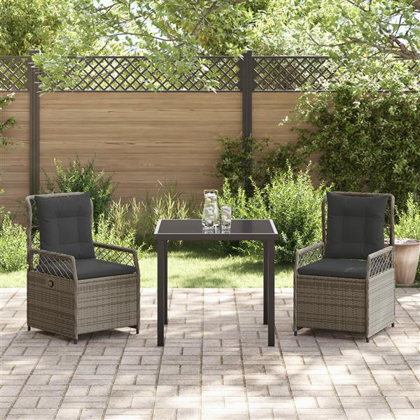 Grote foto vidaxl 3 delige tuin eetset grijs poly rattan tuin en terras tuinmeubelen