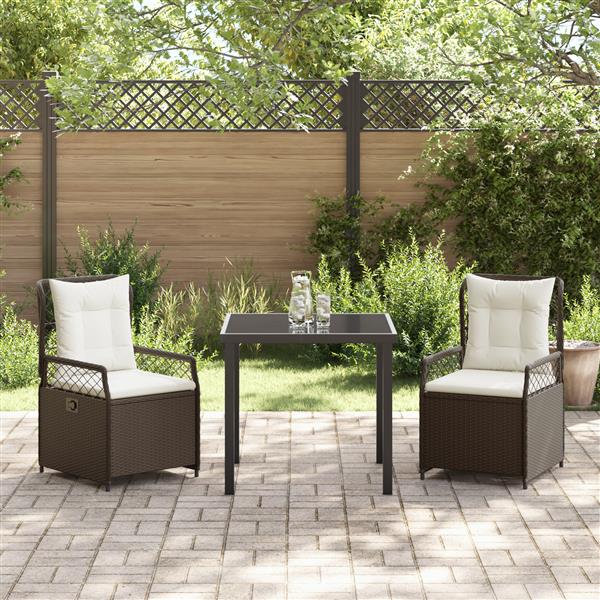 Grote foto vidaxl 3 delige tuinset bruin poly rattan tuin en terras tuinmeubelen