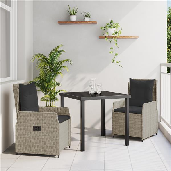 Grote foto vidaxl 3 delige tuinset lichtgrijs poly rattan tuin en terras tuinmeubelen