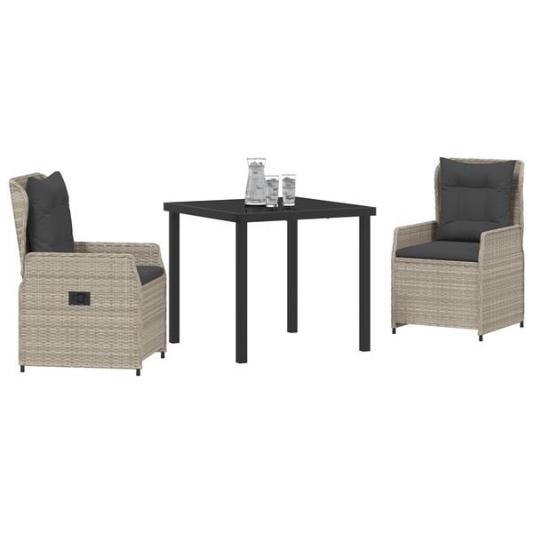 Grote foto vidaxl 3 delige tuinset lichtgrijs poly rattan tuin en terras tuinmeubelen