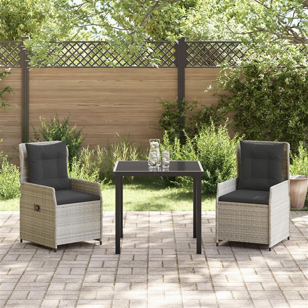 Grote foto vidaxl 3 delige tuinset lichtgrijs poly rattan tuin en terras tuinmeubelen