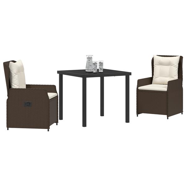 Grote foto vidaxl 3 delige tuinset bruin poly rattan tuin en terras tuinmeubelen