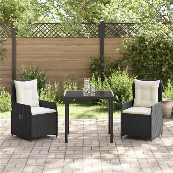 Grote foto vidaxl 3 delige tuin eetset zwart poly rattan tuin en terras tuinmeubelen