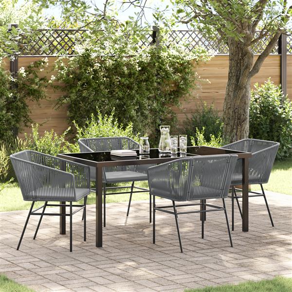 Grote foto vidaxl 5 delige tuinset met kussens grijs poly rattan tuin en terras tuinmeubelen