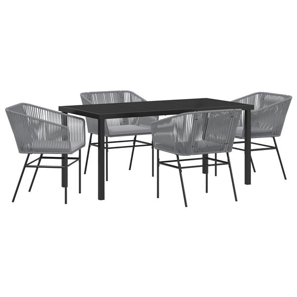 Grote foto vidaxl 5 delige tuinset met kussens grijs poly rattan tuin en terras tuinmeubelen