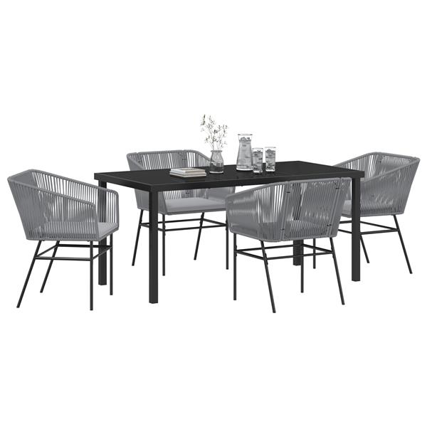 Grote foto vidaxl 5 delige tuinset met kussens grijs poly rattan tuin en terras tuinmeubelen