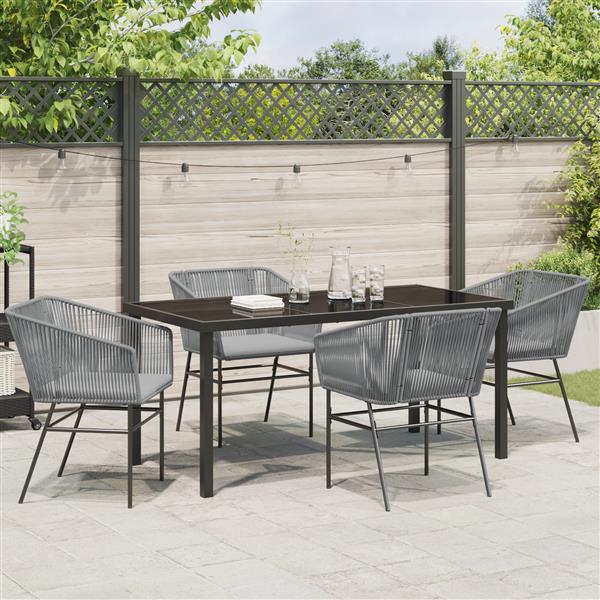 Grote foto vidaxl 5 delige tuinset met kussens grijs poly rattan tuin en terras tuinmeubelen