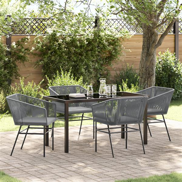 Grote foto vidaxl 5 delige tuinset met kussens in het grijs van poly rattan tuin en terras tuinmeubelen