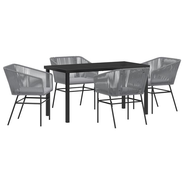 Grote foto vidaxl 5 delige tuinset met kussens in het grijs van poly rattan tuin en terras tuinmeubelen