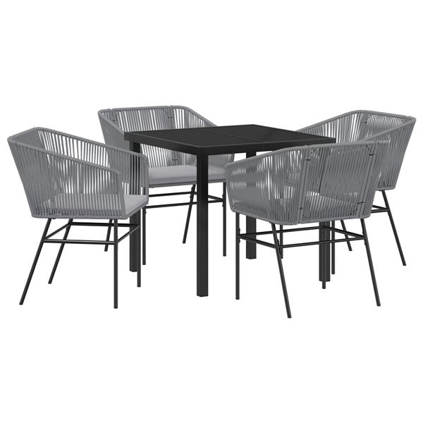Grote foto vidaxl 5 delige tuinset met kussens van grijs poly rattan tuin en terras tuinmeubelen