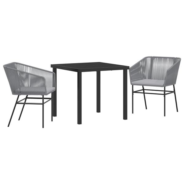 Grote foto vidaxl 3 delige tuinset met kussens grijs poly rattan tuin en terras tuinmeubelen
