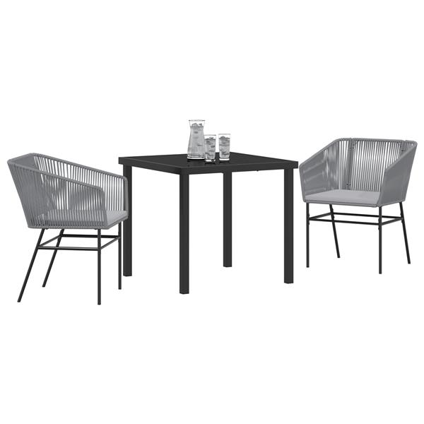 Grote foto vidaxl 3 delige tuinset met kussens grijs poly rattan tuin en terras tuinmeubelen