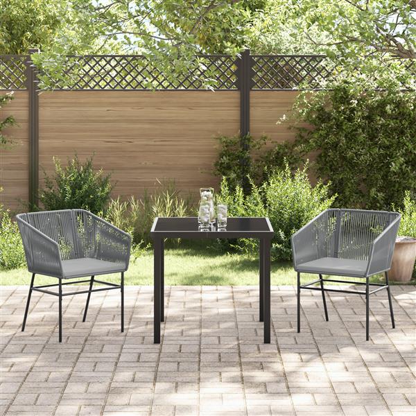 Grote foto vidaxl 3 delige tuinset met kussens grijs poly rattan tuin en terras tuinmeubelen