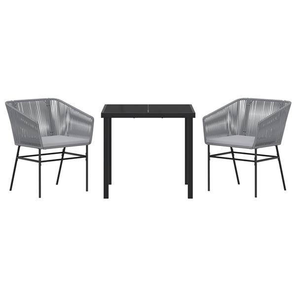 Grote foto vidaxl 3 delige tuinset met kussens grijs poly rattan tuin en terras tuinmeubelen