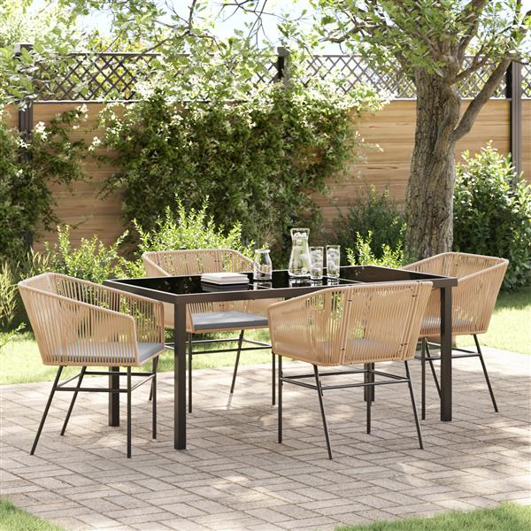 Grote foto vidaxl 5 delige tuinset met kussens bruin poly rattan tuin en terras tuinmeubelen