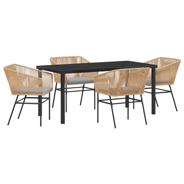 Grote foto vidaxl 5 delige tuinset met kussens bruin poly rattan tuin en terras tuinmeubelen