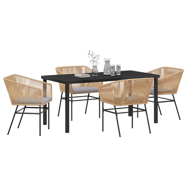 Grote foto vidaxl 5 delige tuinset met kussens bruin poly rattan tuin en terras tuinmeubelen