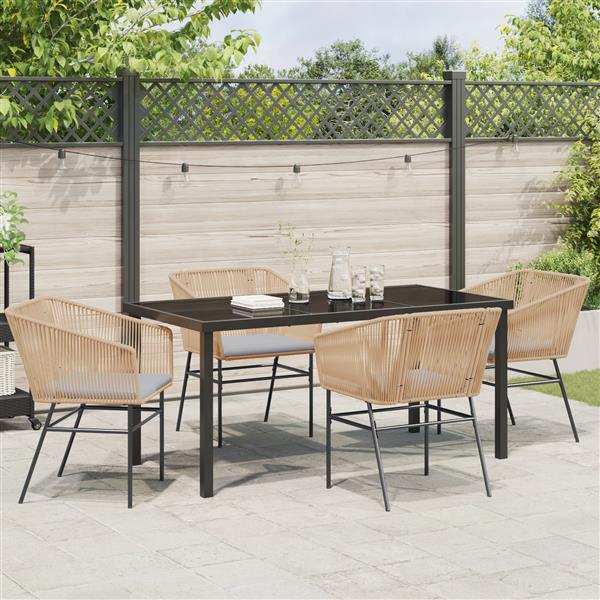 Grote foto vidaxl 5 delige tuinset met kussens bruin poly rattan tuin en terras tuinmeubelen