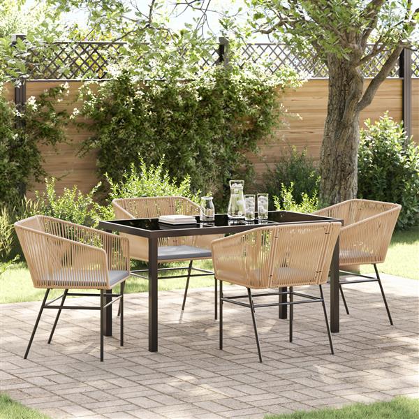 Grote foto vidaxl 5 delige tuinset met kussens bruin poly rattan tuin en terras tuinmeubelen
