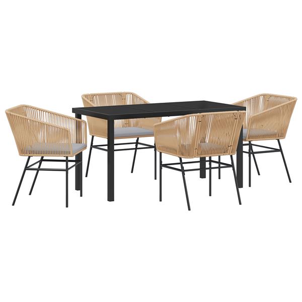 Grote foto vidaxl 5 delige tuinset met kussens bruin poly rattan tuin en terras tuinmeubelen