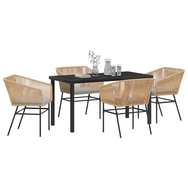 Grote foto vidaxl 5 delige tuinset met kussens bruin poly rattan tuin en terras tuinmeubelen