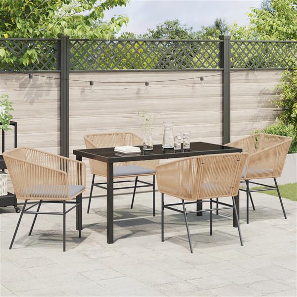 Grote foto vidaxl 5 delige tuinset met kussens bruin poly rattan tuin en terras tuinmeubelen