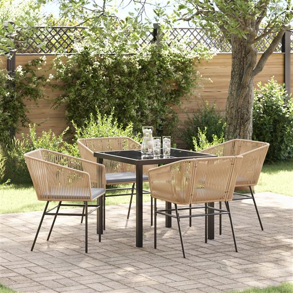 Grote foto vidaxl 5 delige tuin eetset met kussens bruin poly rattan tuin en terras tuinmeubelen