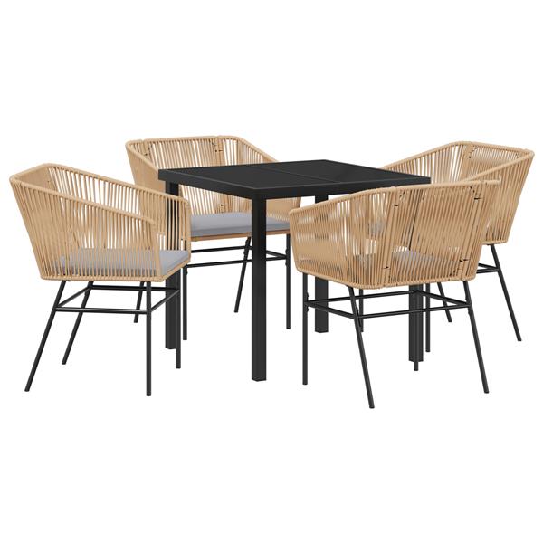 Grote foto vidaxl 5 delige tuin eetset met kussens bruin poly rattan tuin en terras tuinmeubelen