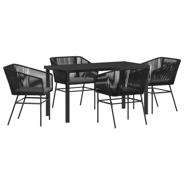 Grote foto vidaxl 5 delige tuinset met kussens zwart poly rattan tuin en terras tuinmeubelen