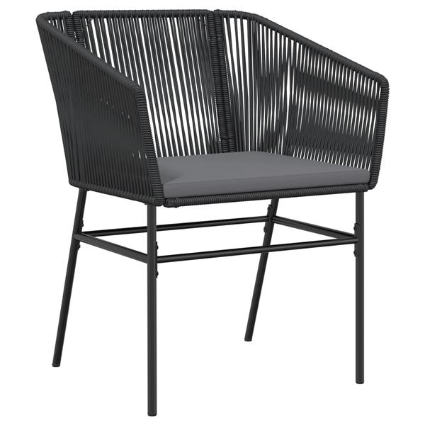 Grote foto vidaxl 3 delige tuin eetset met kussens zwart poly rattan tuin en terras tuinmeubelen
